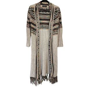 In The Beginning Cardigan Duster Sweater S Multicolor Aztec Boho Western Cowgirl
